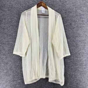 Jaclyn Smith Top Women 3X Plus White 3/4 Sleeve Open Front Casual Breathable